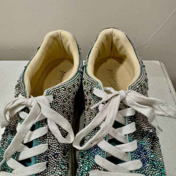 Betsey Johnson Sidny Floral Rhinestone Platform Sneakers Women’s 11 Bling - Picture 13 of 16